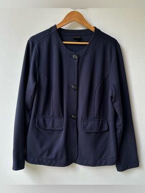 J Jill Wearever Collection Jacket Blazer Cardigan Navy Blue Women’s Size 2X